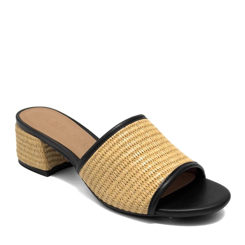 エアロソールズ レディース シューズ パンプス サンダル ヒール Aerosoles Como Women Block Heel Slide Sandals Black Natural ブラック