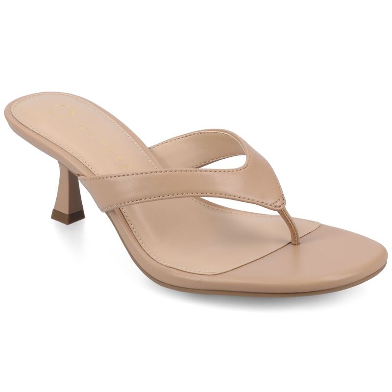 ジャーニー レディース シューズ サンダル ヒール Journee Women's Danielle Kitten Heel Thong Sandals Natural