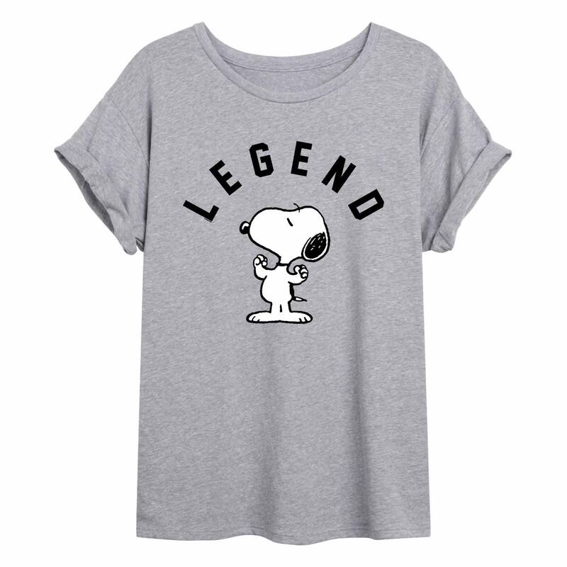 アニメキャラクター レディース トップス Tシャツ Licensed Character Juniors' Peanutsnoopy Legend Oversized Tee Grey グレー