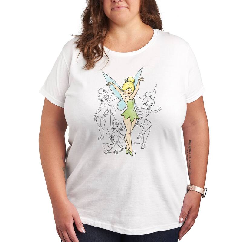 ディズニー レディース トップス Tシャツ プラスサイズ グラフィック Disney's Tinker Bell Plusketches Graphic Tee White ホワイト