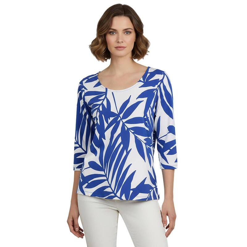 ジェシカ英国の首都 レディース トップス ティーシャツ つけ加える大いさ 綿織物 Jessica London Women\u0027s Plusize Stretch Cotton Scoop Neck Tee Sapphire Palm サファイア レディースファッション-Tシャツ・カットソー-トップス