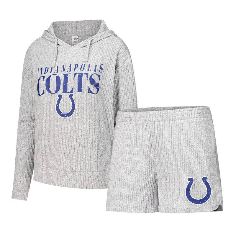 アンブランデッド レディース アンダーウェア ナイトウェア ショートパンツ パーカー Unbranded Women's Conceptsport Gray Indianapolis Colts Juniper Long Sleeve Hoodie Top & Shortset Clt Grey グレー