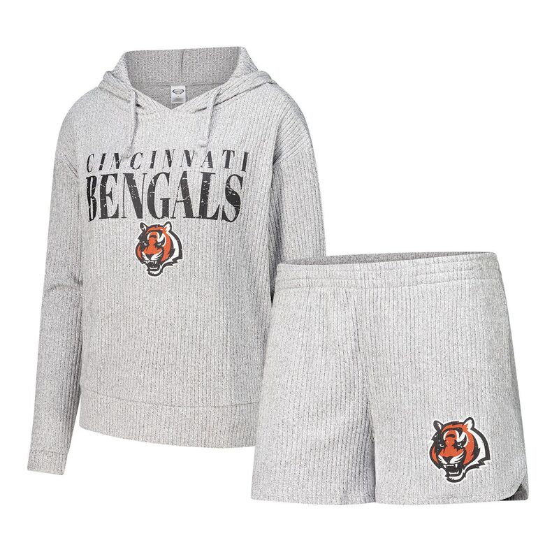 アンブランデッド レディース アンダーウェア ナイトウェア ショートパンツ パーカー Unbranded Women's Conceptsport Gray Cincinnati Bengals Juniper Long Sleeve Hoodie Top & Shortset Bngrey グレー