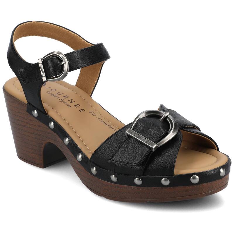 旅行 レディース シューズ スニーカー アンクル Journee Sisilia Women\u0027s Ankle Strap Clogs Black 黒いこと