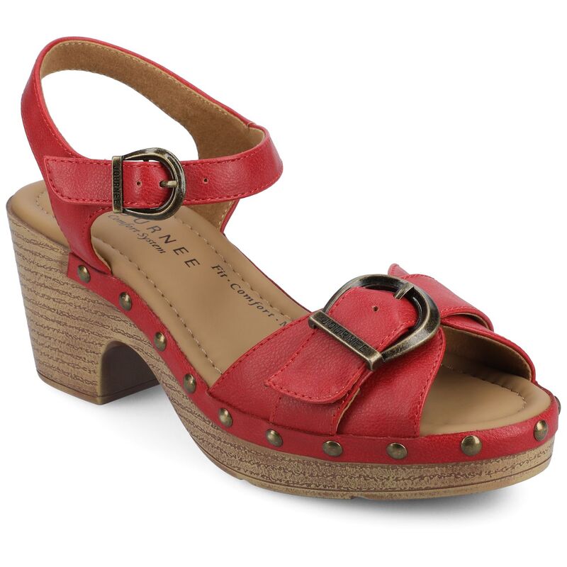 旅行 レディース シューズ スニーカー アンクル Journee Sisilia Women\u0027s Ankle Strap Clogs Red 赤いこと