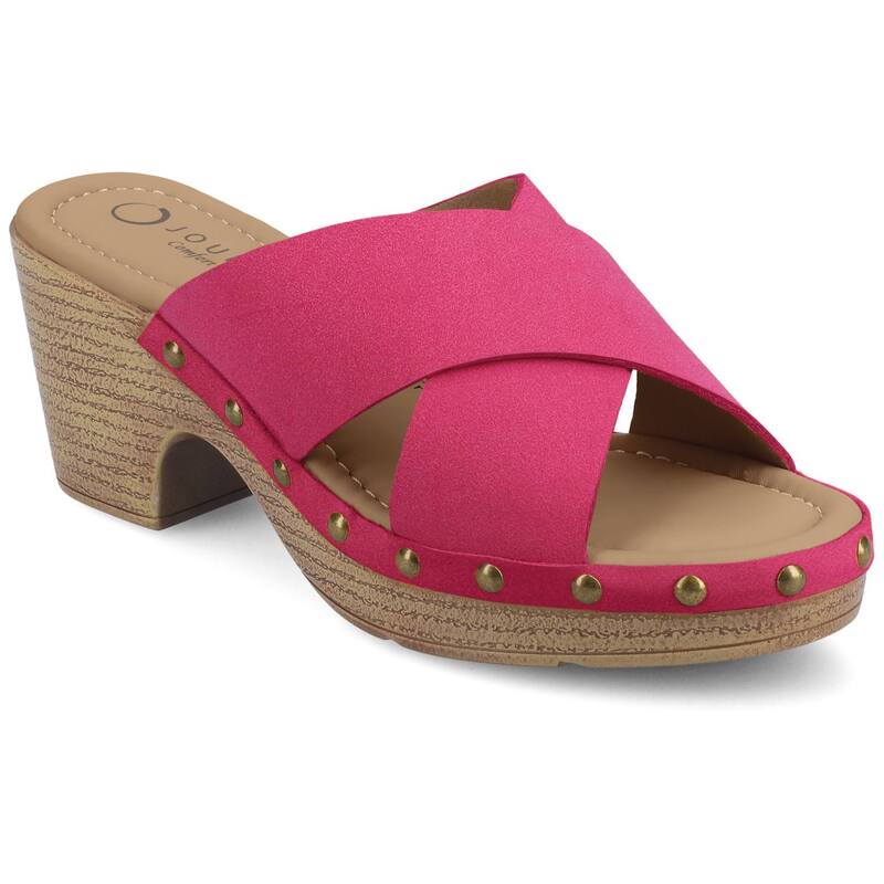 ジャーニー レディース シューズ サンダル ヒール Journee Silvana Women's Round Toe Block Heel Clogs Hot Pink ピンク|ReVida 店