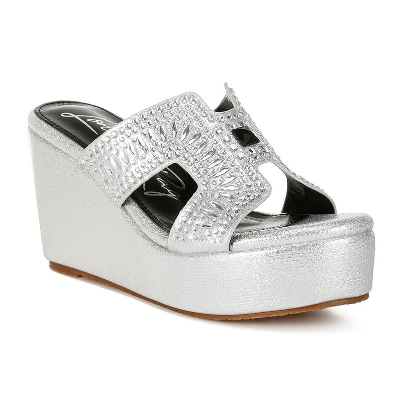 ロンドンラグ レディース シューズ サンダル London Rag Marnier Women's Wedge Rhinestone Sandalsilver シルバー