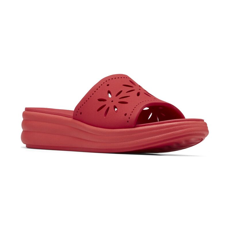 クラークス レディース シューズ サンダル フラワー柄 フラワー Clarks Cloudsteppers Drift Floral Women's Wedge Sandals Poppy Red レッド