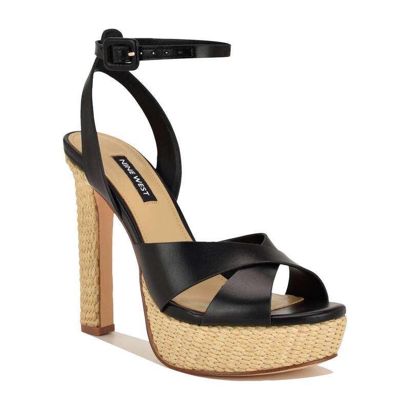 ナインウェスト レディース シューズ パンプス サンダル 踵 Nine Weston Women\u0027s Open Toe Block Heel Dressandals Black 黒いこと