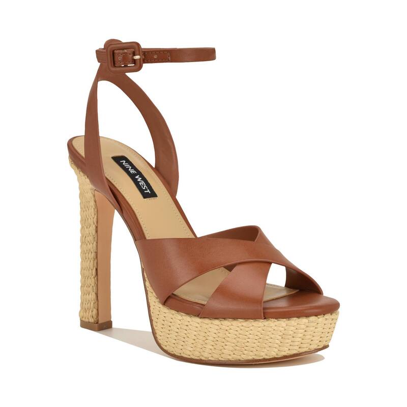 ナインウェスト レディース シューズ パンプス サンダル 踵 Nine Weston Women\u0027s Open Toe Block Heel Dressandals Medium Brown 赤銅色