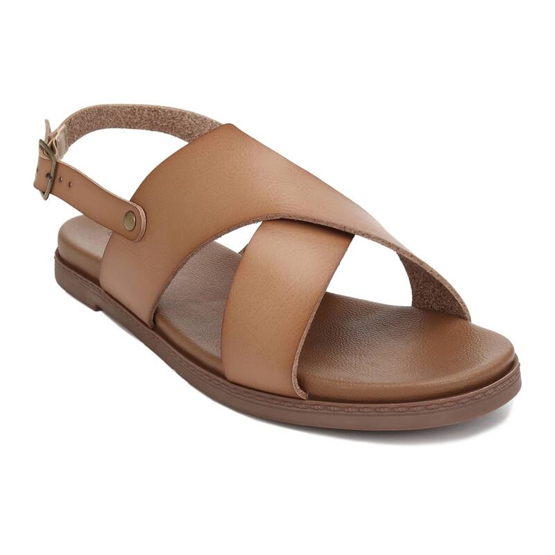 ヨキ レディース シューズ サンダル Yoki DOREEN-03 Women's Flat Criss Cross Backstrap Sandals Beige ベージュ
