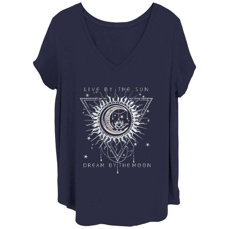 アンブランデッド レディース トップス Tシャツ プラスサイズ Unbranded Juniors' Plusize Sun & Moon Boho Tee Navy ネイビー