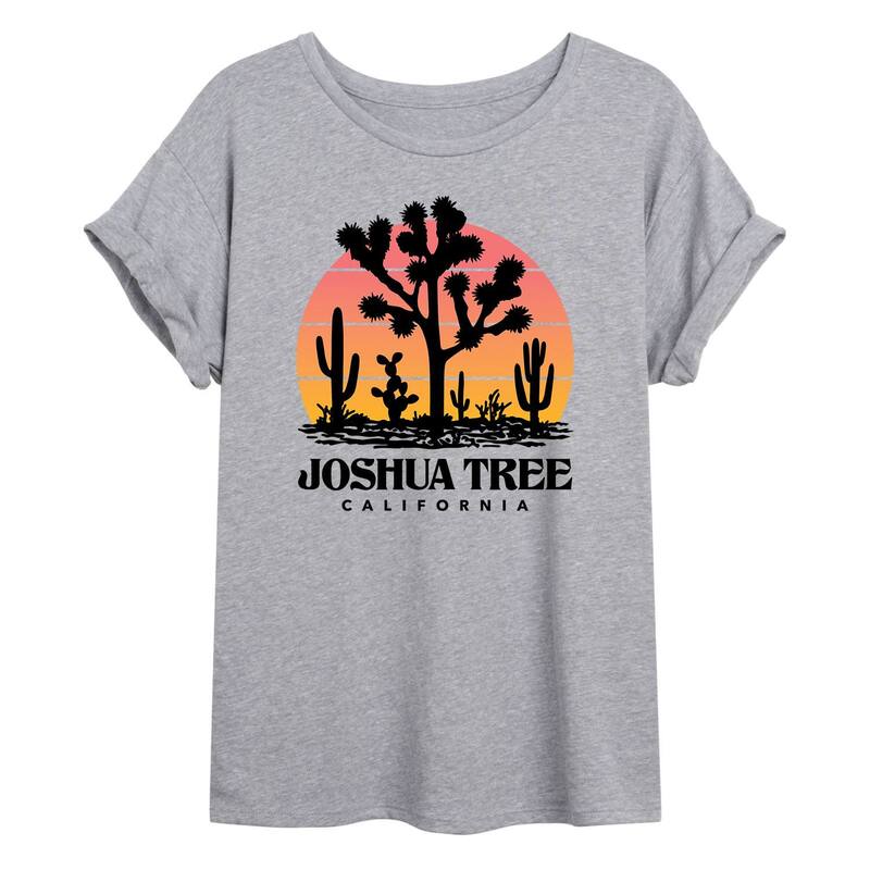 アニメキャラクター レディース トップス Tシャツ グラフィック Licensed Character Juniors' Joshua Tree Cali Oversized Graphic Tee Grey グレー