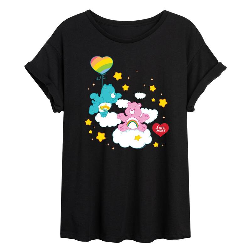 アニメキャラクター レディース トップス Tシャツ Licensed Character Juniors' Care Bears Wish Cheer Bear Oversized Tee Black ブラック