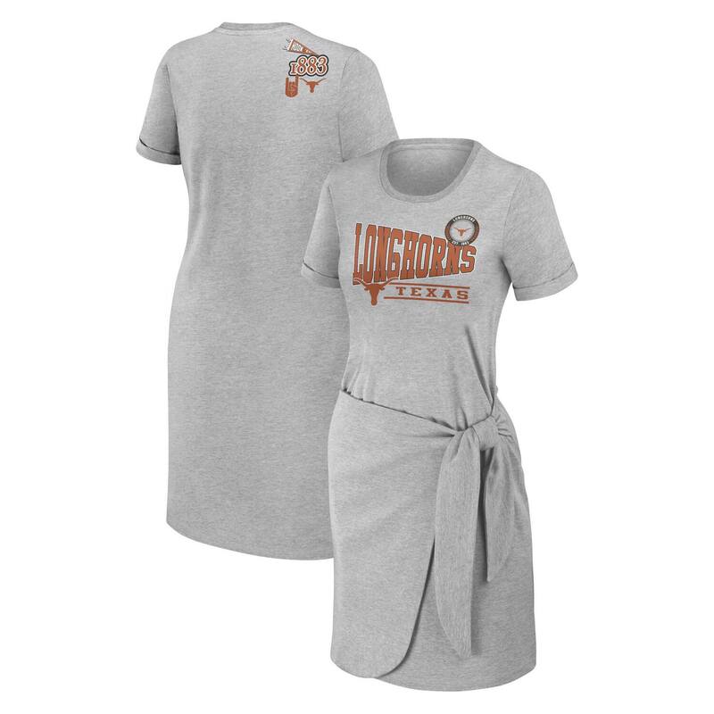ウェア バイ エリン アンドルーズ レディース トップス ワンピース Tシャツ Women's WEAR by Erin Andrews Heather Gray Texas Longhorns Knotted T-Shirt Dress Tex Grey グレー