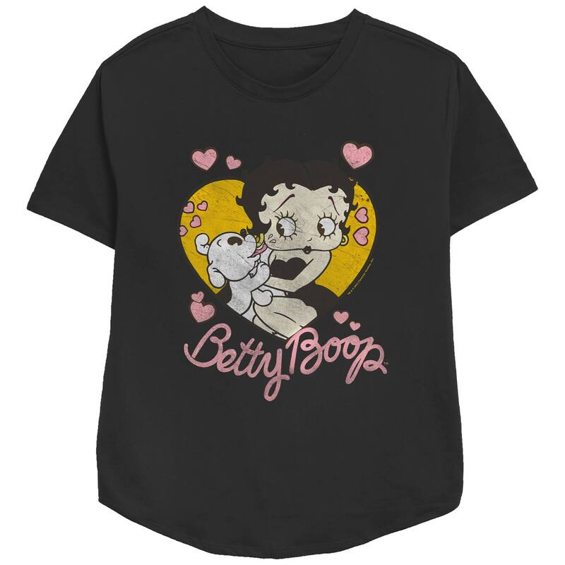 アニメキャラクター レディース トップス Tシャツ グラフィック Licensed Character Juniors' Betty Boopudgy Hearts Graphic Tee Black ブラック