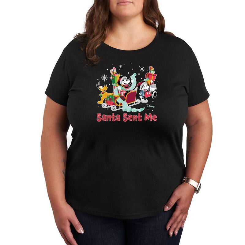 ディズニー レディース トップス Tシャツ プラスサイズ グラフィック Disney's Mickey Mouse & Friends Plusanta Sent Me Graphic Tee Black ブラック