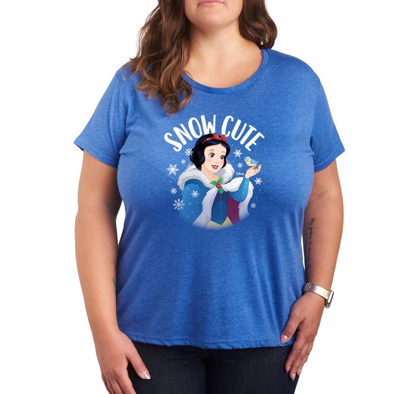 ディズニー レディース トップス Tシャツ プラスサイズ グラフィック Disney Princessnowhite Plusnow Cute Graphic Tee Blue ブルー