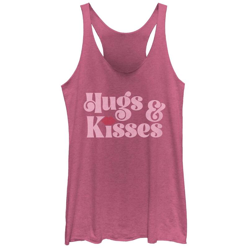 アンブランデッド レディース トップス Tシャツ グラフィック Unbranded Juniors' Hugs And Kisses Tri-Blend Racerback Graphic Tank Topink Heather ヘザー