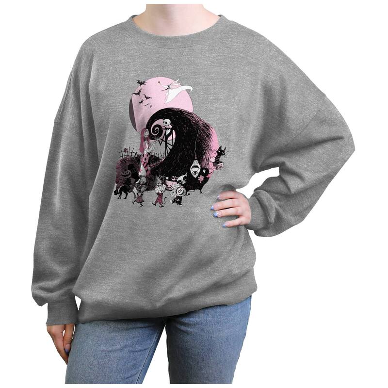ディズニー レディース トップス Tシャツ フリース グラフィック Disney's The Nightmare Before Christmas Hill Parade Juniors' Graphic Fleece Heather Gray グレー｜ReVida 店