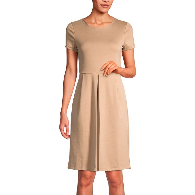 ランズエンド レディース トップス ワンピース ミニ Women's Lands' End School Uniform Short Sleeve Ponte Mini Dress Khaki カーキ