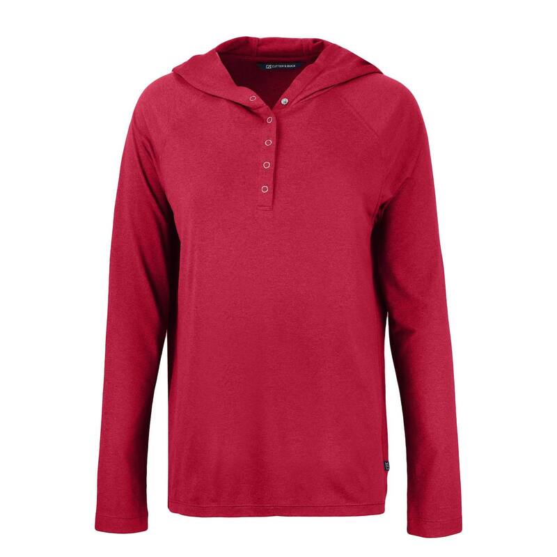 截断機アンドうしろ側 レディース トップス プルオーバー パーカー Cutter \u0026 Buck Coastlinepicomfort Womens Eco Hoodie Cardinal Red 赤いこと