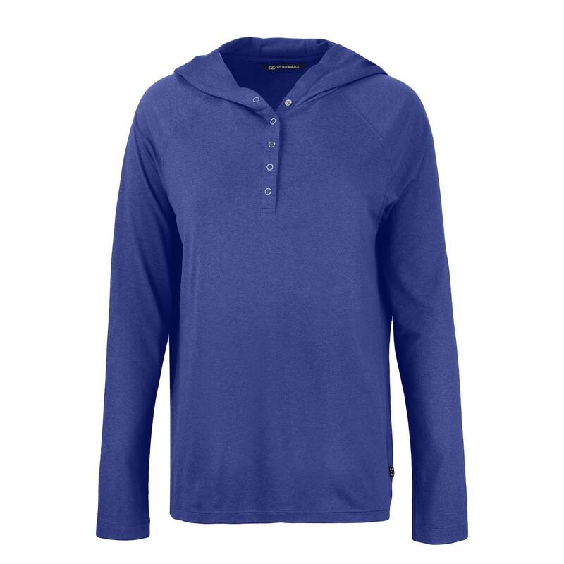 截断機アンドうしろ側 レディース トップス プルオーバー パーカー Cutter \u0026 Buck Coastlinepicomfort Womens Eco Hoodie Tour Blue 青み