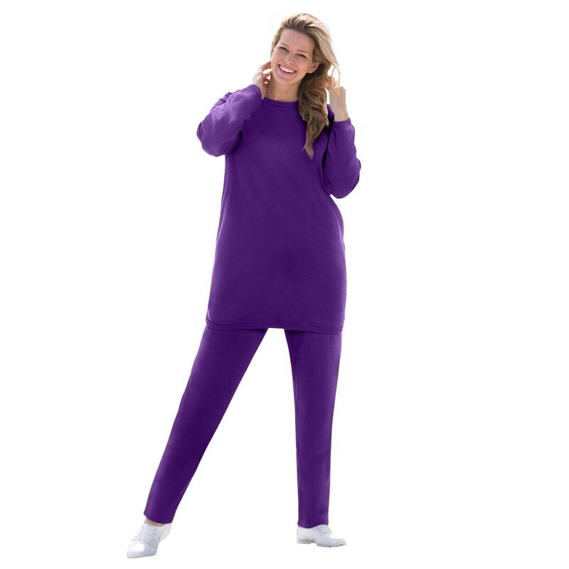 ウーマン ウィズイン レディース アンダーウェア ナイトウェア プラスサイズ スウェット シャツ フリース Woman Within Plusize Fleece Sweatshirt Set Radiant Purple パープル