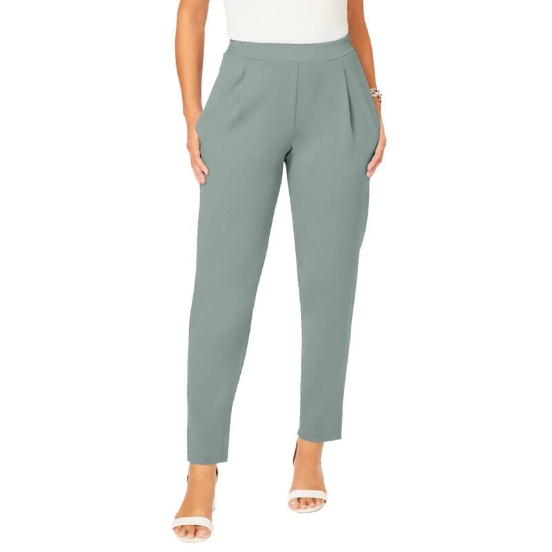 ジェシカロンドン レディース ボトムス カジュアルパンツ ストレート クレープラスサイズ ニット Jessica London Women's Plusize Stretch Knit Crepe Straight Leg Pants Grey Spruce グレー|ReVida 店