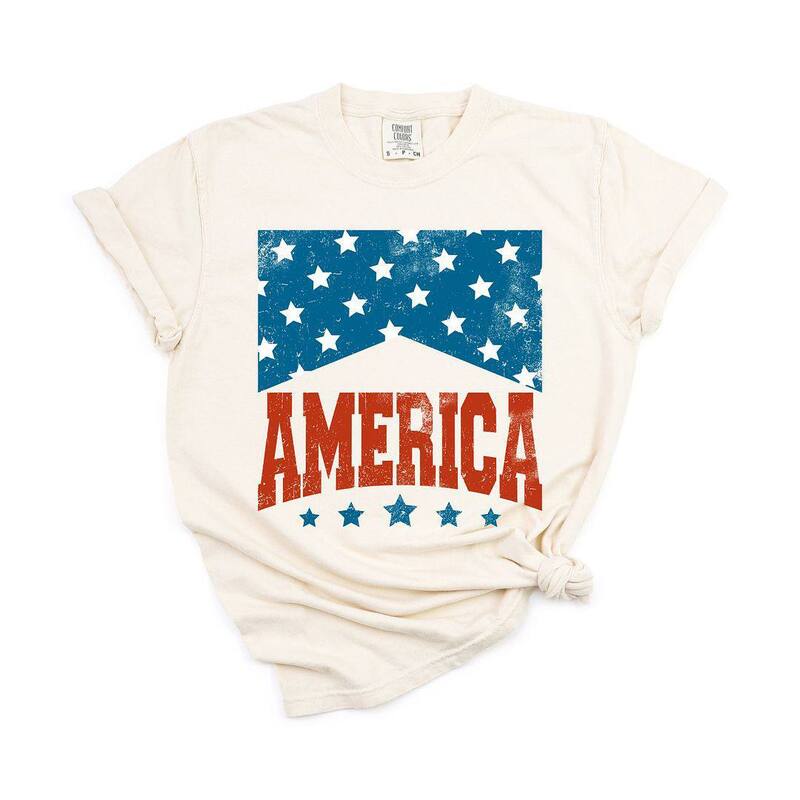 Simply Sage Market レディース トップス Tシャツ Simply Sage Market America Varsity Stars Garment Dyed Tee Ivory アイボリー