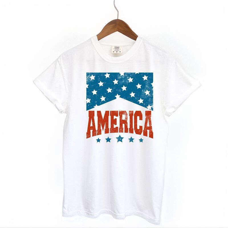 Simply Sage Market レディース トップス ティーシャツ Simply Sage Market America Varsity Stars Garment Dyed Tee White 白いこと トップス-レディースファッション