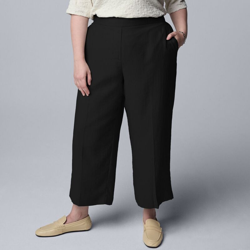 ヴェラウォン レディース ボトムス カジュアルパンツ プラスサイズ リネン Plusize Simply Vera Wang Relaxed Linen Pull-On Pants Black ブラック|ReVida 店