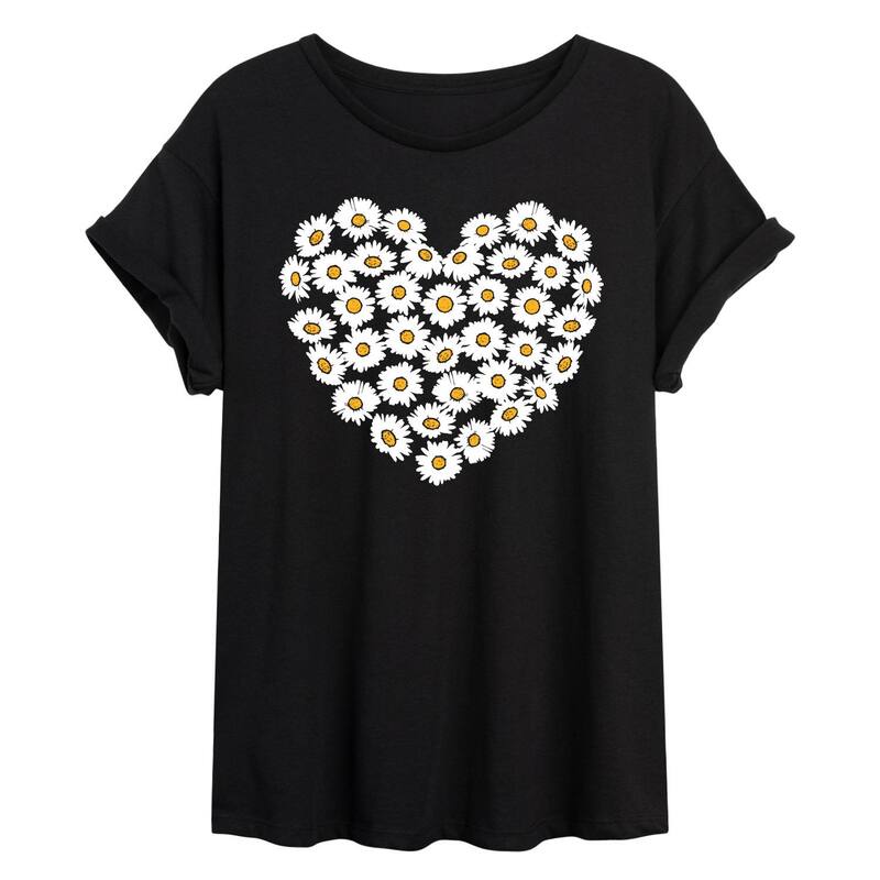 アニメキャラクター レディース トップス Tシャツ Licensed Character Juniors' Daisy Heart Oversized Tee Black ブラック