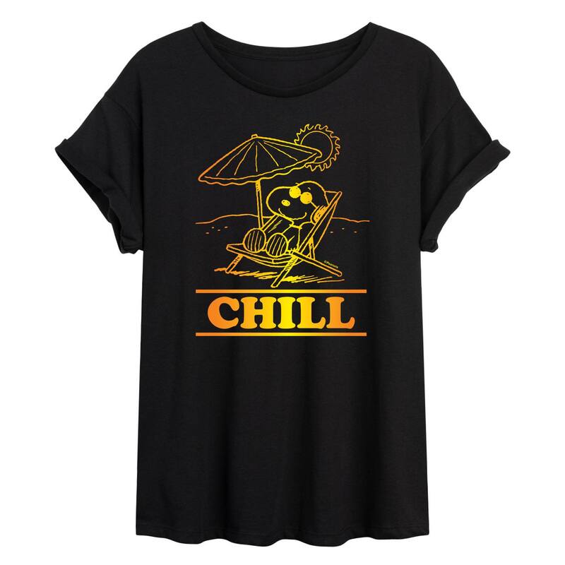 アニメキャラクター レディース トップス Tシャツ グラフィック Licensed Character Juniors' Peanutsnoopy Chill Oversized Graphic Tee Black ブラック