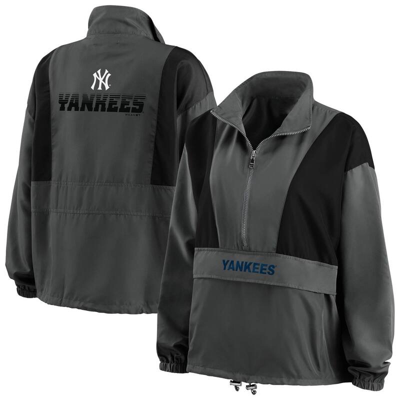 【送料無料】 ウェア バイ エリン アンドルーズ レディース ジャケット・ブルゾン アウター Women's WEAR by Erin Andrews Charcoal New York Yankees Packable Half-Zip Jacket Ynk Charco
