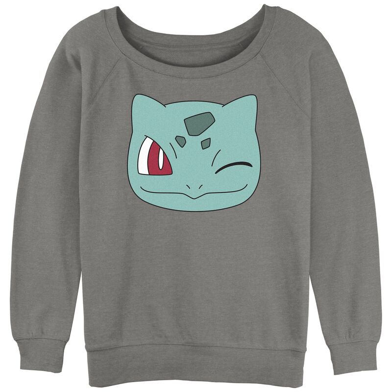 アニメキャラクター レディース トップス Tシャツ パイル スウェット グラフィック Licensed Character Juniors' Pokmon Bulbasaur Face Slouchy Terry Graphic Sweatshirt Gray Heather グレー