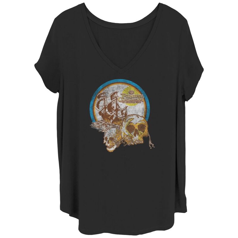 ディズニー レディース トップス Tシャツ プラスサイズ グラフィック Disney's Pirates Of The Caribbean On Stranger Tides Juniors' Plusize Sea Skulls Graphic Tee Black ブラック