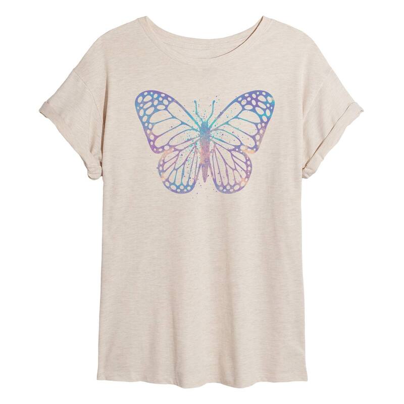 アニメキャラクター レディース トップス Tシャツ Licensed Character Juniors' Watercolor Butterfly Oversized Tee Beige ベージュ 6,735円