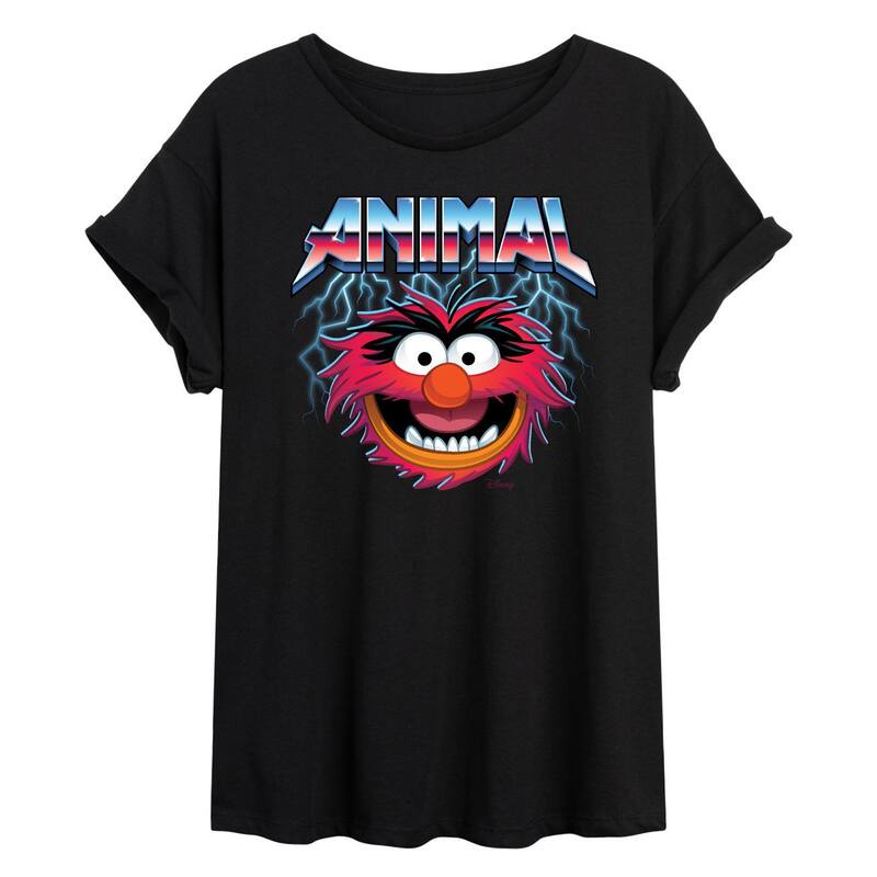 ディズニー レディース トップス Tシャツ Disney's The Muppets Juniors' Animal Rock Oversized Tee Black ブラック