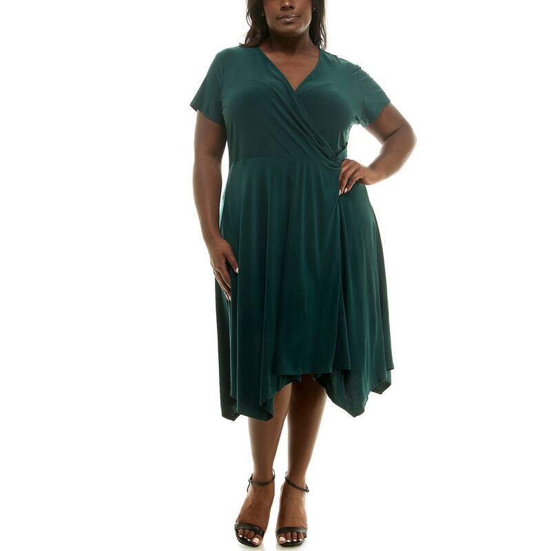 ニナレオナルド レディース トップス ワンピース プラスサイズ Plusize Nina Leonard Uneven Hem Dress Hunter