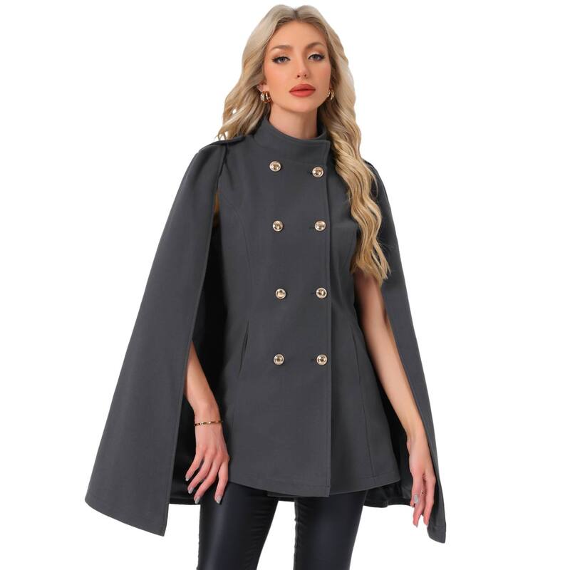 【送料無料】 アレグラ ケー レディース ジャケット・ブルゾン アウター Women's Winter Slit Sleeve Double Breasted Cloak Coat Dark Gray 20,425円