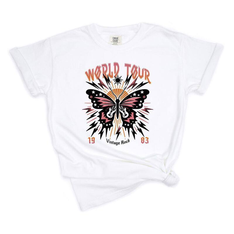 Simply Sage Market レディース トップス ティーシャツ ヴィンテージ Simply Sage Market Vintage World Tour Garment Dyed Tee White 白いこと レディースファッション-Tシャツ・カットソー-トップス