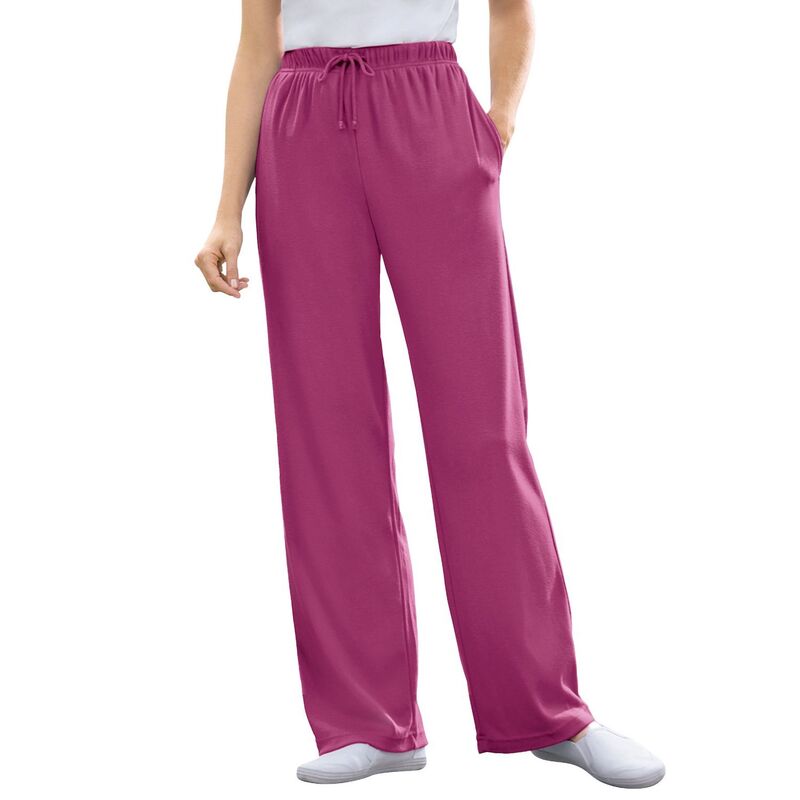 ウーマン ウィズイン レディース ボトムス カジュアルパンツ ストレート プラスサイズ ニット Woman Within Plusize Sport Knit Straight Leg Pant Raspberry