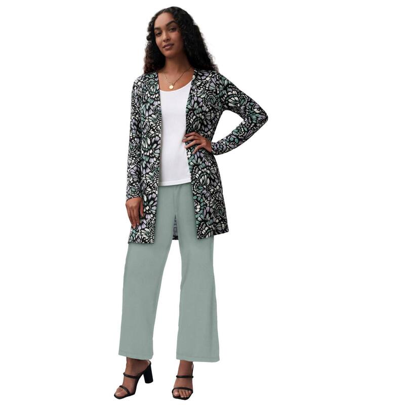 ジェシカロンドン レディース アウター ニット・セーター プラスサイズ カーディガン Jessica London Women's Plusizeveryday Stretch Knit Open Front Cardigan Grey Spruce Feather グレー|ReVida 店