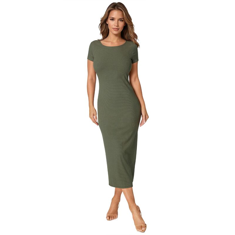 ベベ レディース トップス 衣装 プルオーバー マキシ Women\u0027s bebe Rib Maxi T-Shirt Dress Olive オリーブ