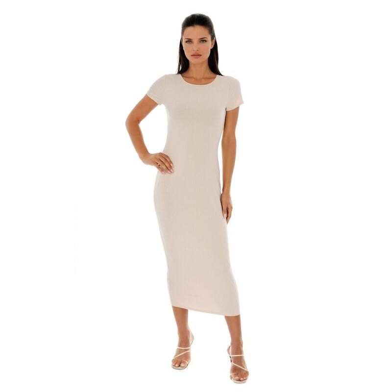 ベベ レディース トップス 衣装 プルオーバー マキシ Women\u0027s bebe Rib Maxi T-Shirt Dress Taupe トープ