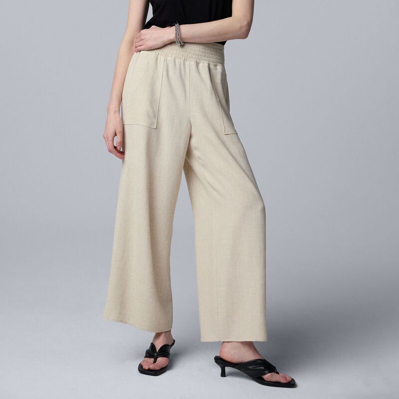 ヴェラウォン レディース ボトムス カジュアルパンツ ワイドレッグ プチ クロップド Petite Simply Vera Wang Cropped Wide Leg Travel Pants Vera Flax｜ReVida 店
