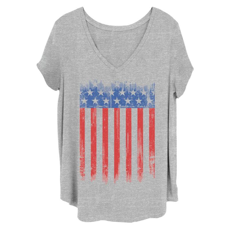 アンブランデッド レディース トップス Tシャツ プラスサイズ Unbranded Juniors' Plusize American Flag Tee Heather Gray グレー