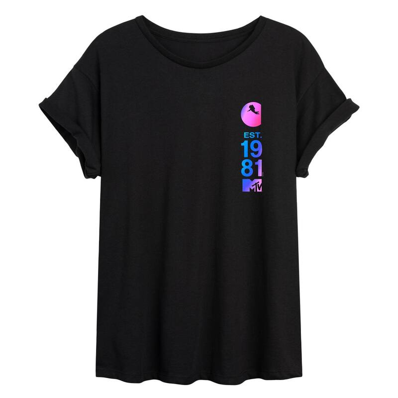 アニメキャラクター レディース トップス Tシャツ グラフィック Licensed Character Juniors' MTV 1981 Moon Person Graphic Tee Black ブラック