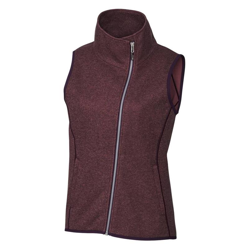 カッターアンドバック レディース アウター ジャケット・ブルゾン ベスト セーター ニット Cutter & Buck Mainsail Sweater-Knit Womens Full Zip Vest Bordeaux Heather ヘザー